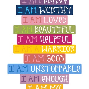 Little Girl Positive Affirmations, Kids Room, Printable Wall Art, Instant Download