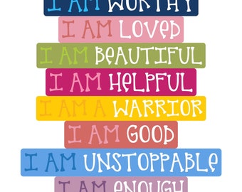 Little Girl Positive Affirmations, Kids Room, Printable Wall Art, Instant Download