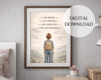 Teen Girl Affirmation Print | Neutral Boho Bedroom Decor (Digital Download)