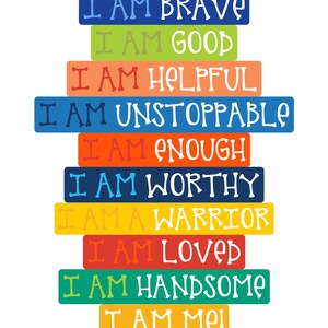 Little Boy Positive Affirmations, Kids Room, Printable Wall Art, Instant Download