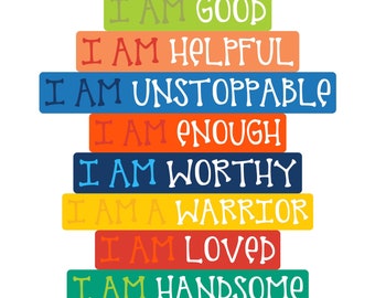 Little Boy Positive Affirmations, Kids Room, Printable Wall Art, Instant Download
