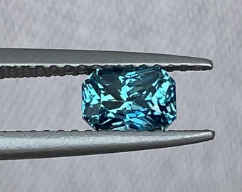 blue green sapphire teal precious gem stone radiant cut 1.02 crt teal colored loose gemstones jewels for sale