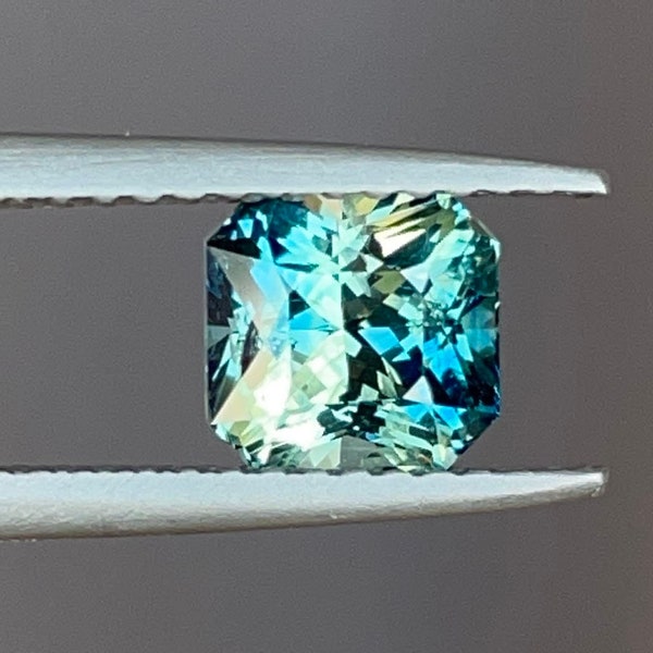 Natural Teal Sapphire 1.54 CT, Parti Sapphire, Radiant Green Sapphire, Engagement Rings, Wedding Rings, certified stone, Montana Sapphire