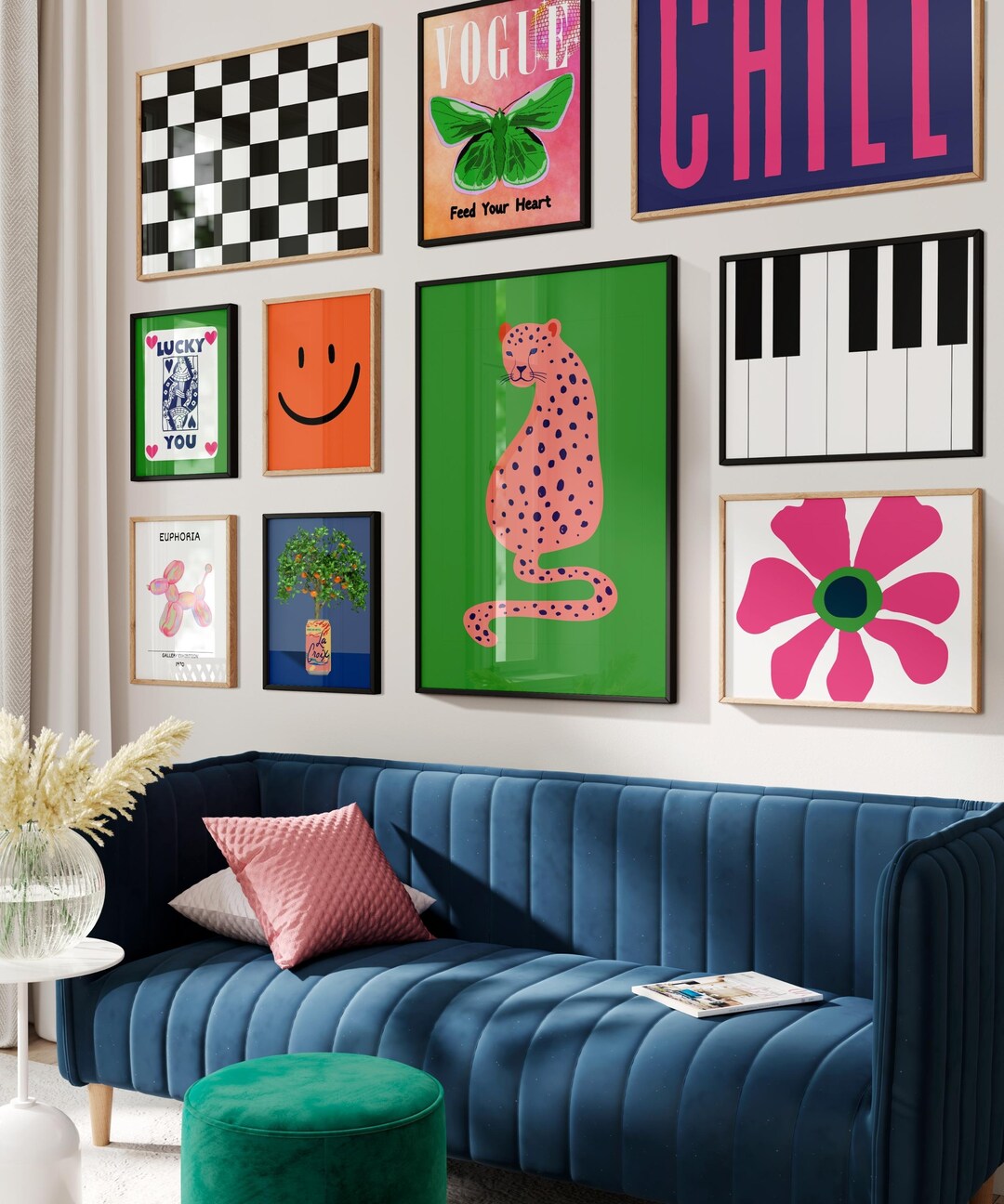 Trendy Gallery Wall Set of 10 Preppy Wall Art Funky Dorm Decor Preppy