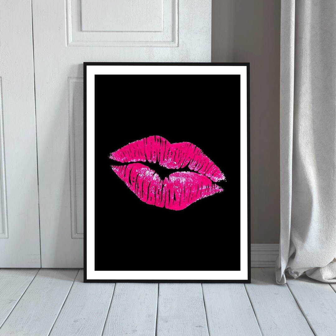 Pink Lips Wall Art Girly Wall Art Printable Girly Wall Etsy