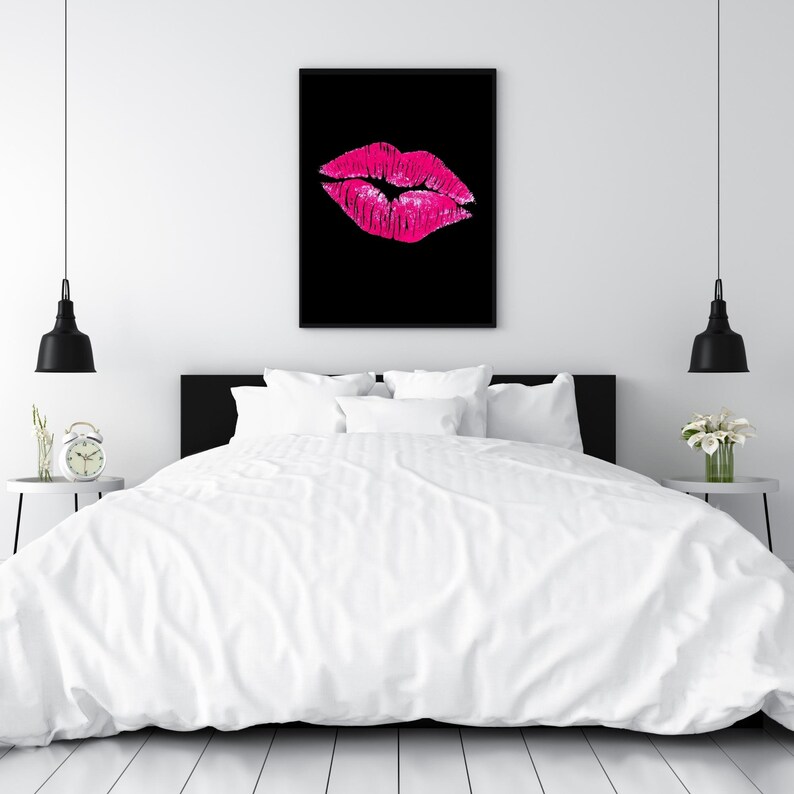 Pink Lips Wall Art Girly Wall Art Printable Girly Wall Etsy