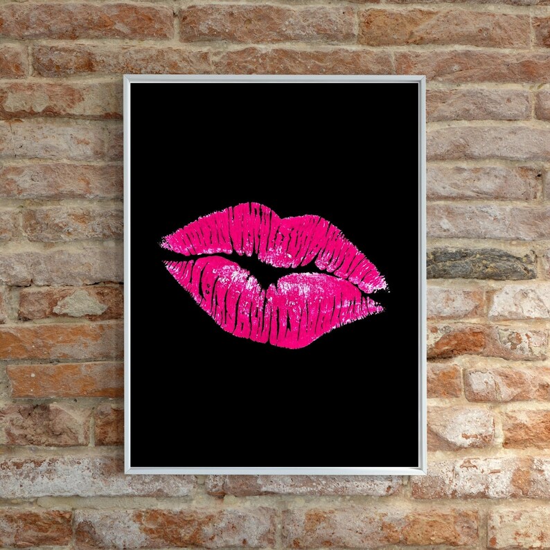Pink Lips Wall Art Girly Wall Art Printable Girly Wall Etsy