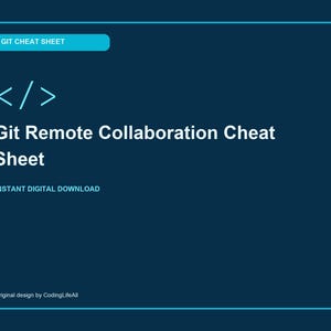 Git Remote Collaboration Cheat Sheet, GitHub Developer Reference, Printable Coding Commands PDF