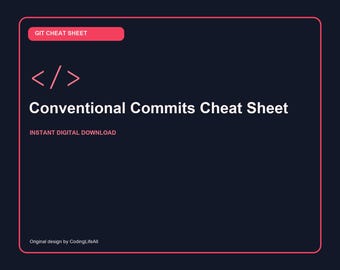 Conventional Commits Cheat Sheet, GitHub Developer Reference, Printable Coding Commands PDF