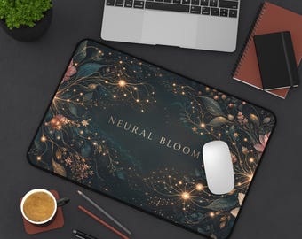 Neural Bloom Desk Mat, Floral AI Mouse Pad, Women in Tech Coding Gift
