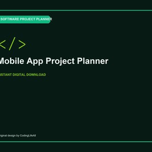 Mobile App Project Planner, Printable Software Development Workbook, Coding Project Template PDF