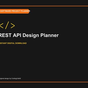 REST API Design Planner, Printable Software Development Workbook, Coding Project Template PDF