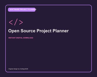 Open Source Project Planner, Printable Software Development Workbook, Coding Project Template PDF