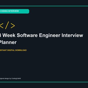8 Week Software Engineer Interview Planner, Software Developer Study Tracker, Printable Interview Workbook PDF