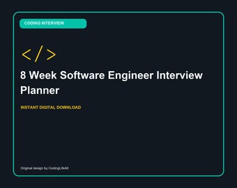 8 weken durende interviewplanner voor software-engineers, studietracker voor softwareontwikkelaars, printbaar interviewwerkboek (pdf)
