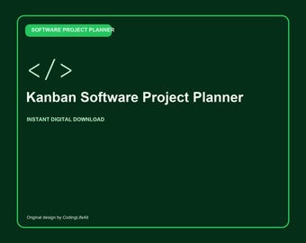 Kanban Software Project Planner, Printable Software Development Workbook, Coding Project Template PDF