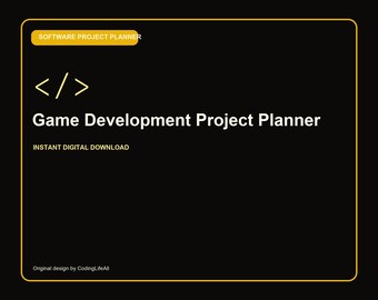 Game Development Project Planner, Printable Software Development Workbook, Coding Project Template PDF