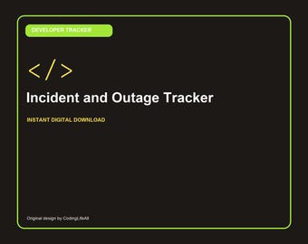 Incident and Outage Tracker, Printable Developer Productivity Template, Software Engineering PDF