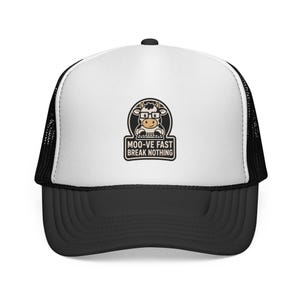 Moo-ve Fast Break Nothing Trucker Hat, Funny Cow Programmer Cap, Developer Gift
