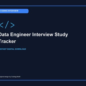 Data Engineer Interview Study Tracker, Software Developer Study Tracker, Printable Interview Workbook PDF