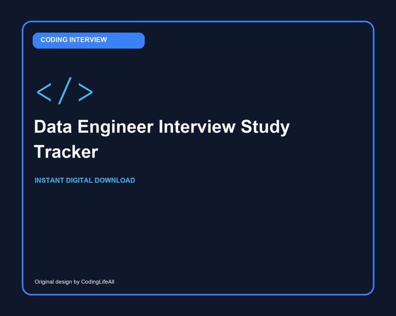 Data Engineer Interview Study Tracker, Software Developer Study Tracker, Printable Interview Workbook PDF image 1