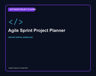 Agile Sprint Projectplanner, printbaar softwareontwikkelingswerkboek, sjabloon voor codeerprojecten (PDF)