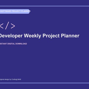 Developer Weekly Project Planner, Printable Software Development Workbook, Coding Project Template PDF