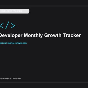 Developer Monthly Growth Tracker, Printable Developer Productivity Template, Software Engineering PDF