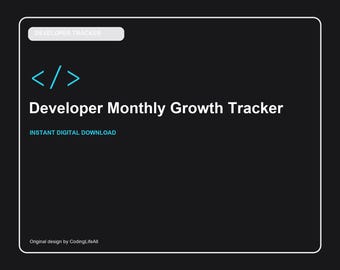 Developer Monthly Growth Tracker, Printable Developer Productivity Template, Software Engineering PDF