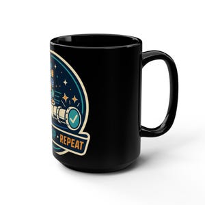 Data Engineer Mug, SQL Developer Coffee Cup, Retro Tech Badge, 15 oz Black Mug image 5