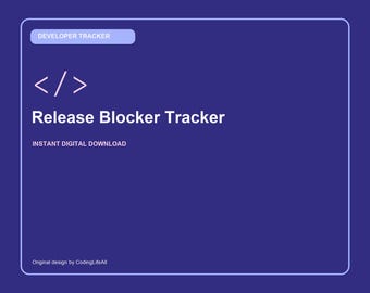Release Blocker Tracker, Printable Developer Productivity Template, Software Engineering PDF