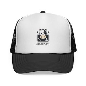 Gorra de camionero Moo Deploy, gorra divertida de vaca para DevOps, regalo para programadores.