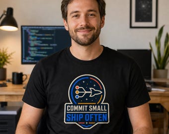Commit Small Ship Often Programmer T-Shirt, Coding Humor Tee, Software Engineer Gift