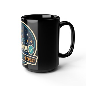 Data Engineer Mug, SQL Developer Coffee Cup, Retro Tech Badge, 15 oz Black Mug image 6