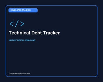 Technical Debt Tracker, Printable Developer Productivity Template, Software Engineering PDF
