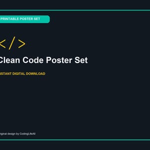 Poster-Set „Sauberer Code“, 3 druckbare Wandbilder für Programmierer, Digitaler Download fürs Büro