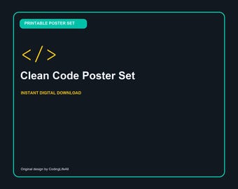 Conjunto de pôsteres "Código Limpo", conjunto de 3 pôsteres imprimíveis para decoração de parede de programadores, download digital para escritório de programação.