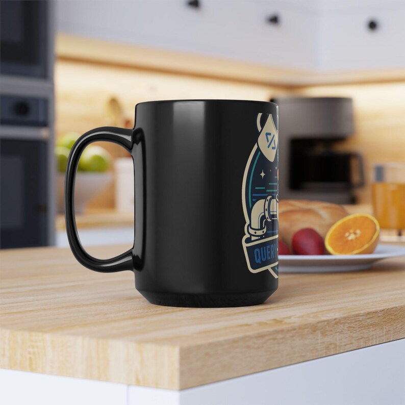 Data Engineer Mug, SQL Developer Coffee Cup, Retro Tech Badge, 15 oz Black Mug image 8