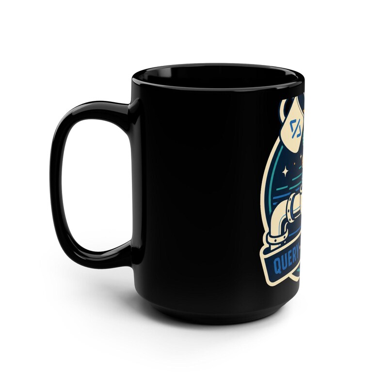 Data Engineer Mug, SQL Developer Coffee Cup, Retro Tech Badge, 15 oz Black Mug image 4