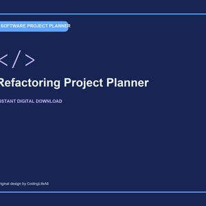 Refactoring Project Planner, Printable Software Development Workbook, Coding Project Template PDF