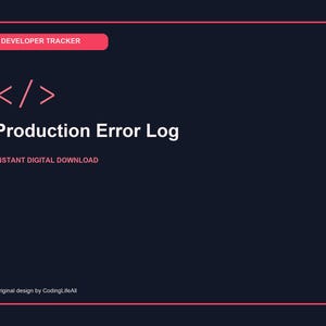Produktionsfehlerprotokoll, druckbare Vorlage zur Steigerung der Entwicklerproduktivität, PDF für Softwareentwicklung