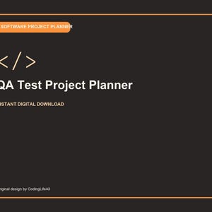 QA Test Project Planner, Printable Software Development Workbook, Coding Project Template PDF