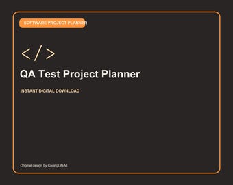 QA Test Project Planner, Printable Software Development Workbook, Coding Project Template PDF