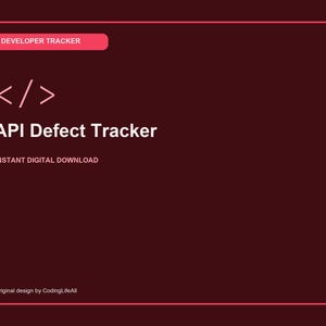 API Defect Tracker, Printable Developer Productivity Template, Software Engineering PDF