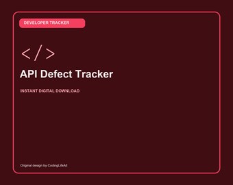 API Defect Tracker, Printable Developer Productivity Template, Software Engineering PDF