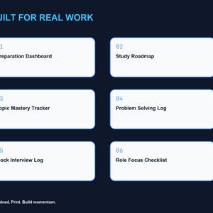 Data Engineer Interview Study Tracker, Software Developer Study Tracker, Printable Interview Workbook PDF image 3