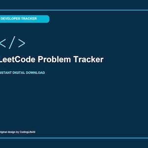 LeetCode Problem Tracker, Printable Developer Productivity Template, Software Engineering PDF