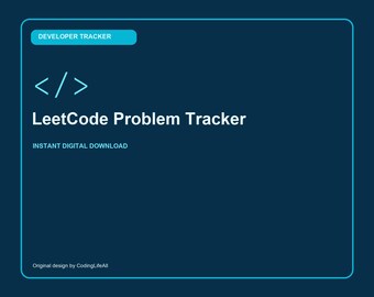 LeetCode Problem Tracker, Printable Developer Productivity Template, Software Engineering PDF