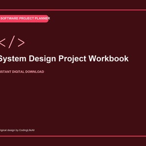 Arbetsbok för systemdesignprojekt, utskrivbar arbetsbok för programvaruutveckling, PDF-mall för kodningsprojekt