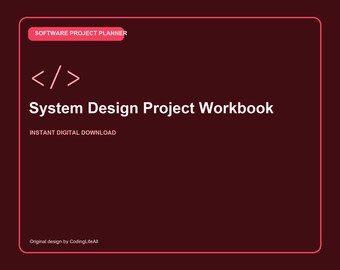 System Design Project Workbook, Printable Software Development Workbook, Coding Project Template PDF